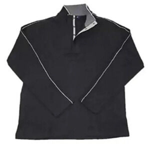 Hathaway Men's Size XL Ribbed Knit 3 Snap 1/4 Button Closure‎ Sweater Black New‌